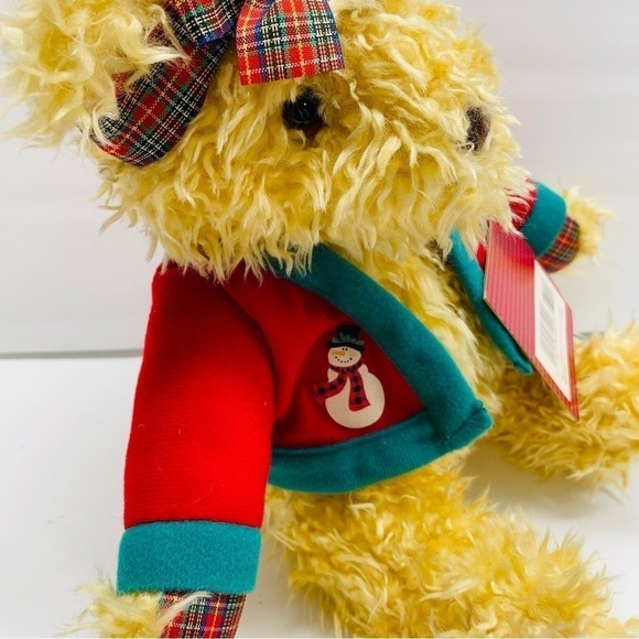 Hallmark Merrily Bear Christmas Plush Stuffed Toy w/ Plaid Head Band/Sucks NWT - Picture 2 of 6